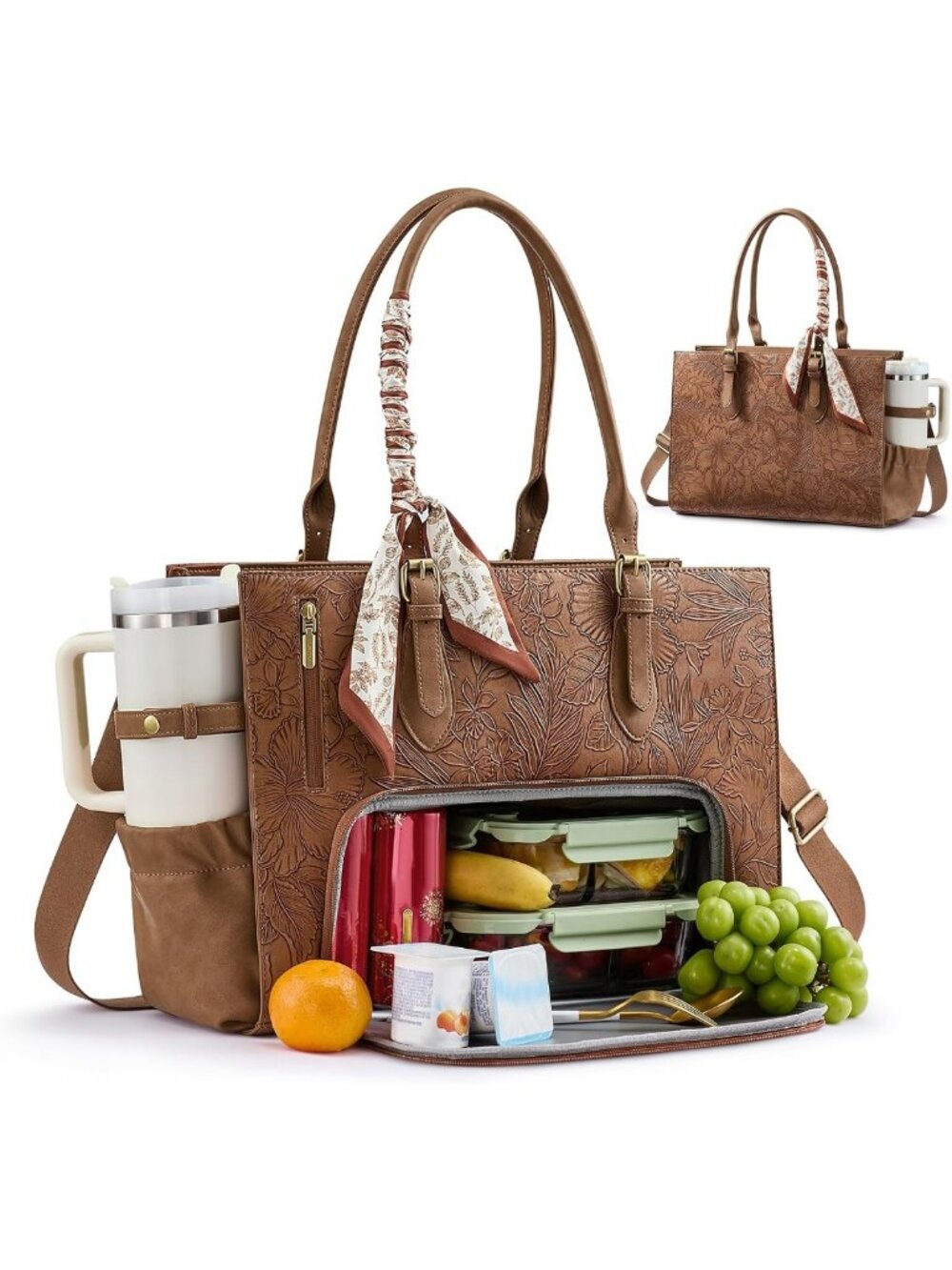 Stylish Work Tote Bag for Women with Lunch Compartment & 15.6" Laptop Fit